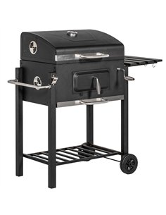 Outsunny Charcoal Grill, with Height-Adjustable Coal Pan - Black