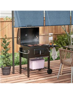 Outsunny Charcoal Grill, with Height-Adjustable Coal Pan - Black 2