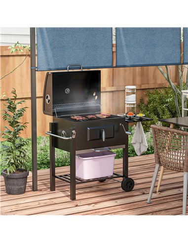 Outsunny Charcoal Grill, with Height-Adjustable Coal Pan - Black