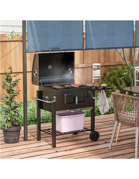 Outsunny Charcoal Grill, with Height-Adjustable Coal Pan - Black - pic 130477 | FastDaddyshop