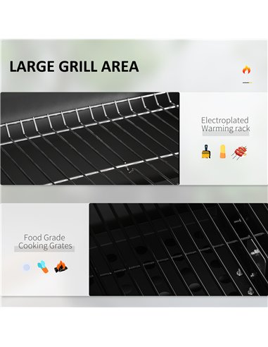 Outsunny Charcoal Grill, with Height-Adjustable Coal Pan - Black