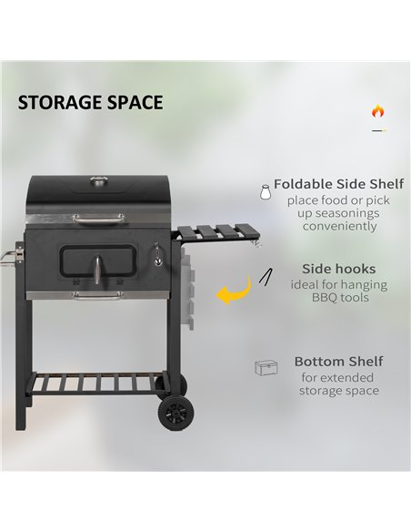 Outsunny Charcoal Grill, with Height-Adjustable Coal Pan - Black - pic 130483 | FastDaddyshop