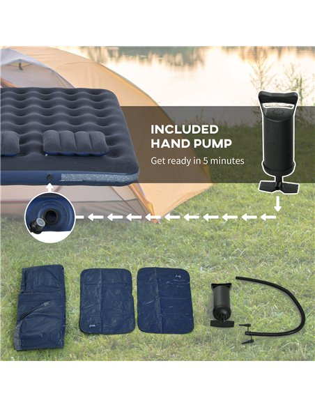 Outsunny Inflatable Double Air Bed, with Hand Pump - Blue - pic 130489 | FastDaddyshop
