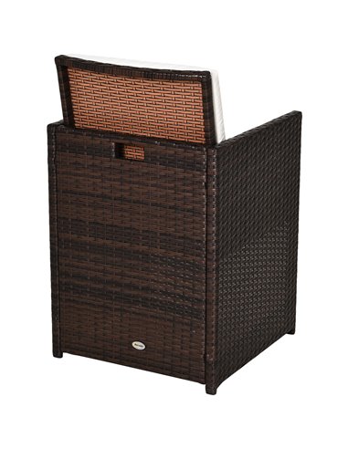 Outsunny 4-Seater Rattan Garden Furniture Space-saving Wicker Weave Sofa Set Conservatory Dining Table Table Chair Footrest Cush