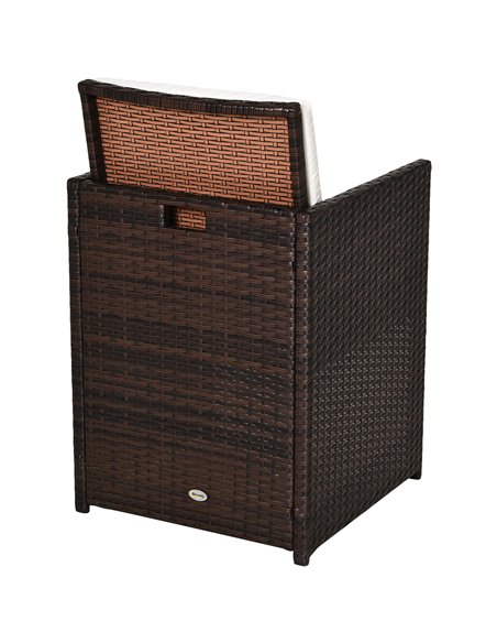 Outsunny 4-Seater Rattan Garden Furniture Space-saving Wicker Weave Sofa Set Conservatory Dining Table Table Chair Footrest Cush - pic 13049 | FastDaddyshop