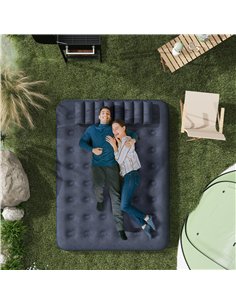 Outsunny Inflatable King Size Air Bed, with Built-In Hand Pump - Blue 2