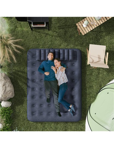 Outsunny Inflatable King Size Air Bed, with Built-In Hand Pump - Blue - pic 130495 | FastDaddyshop