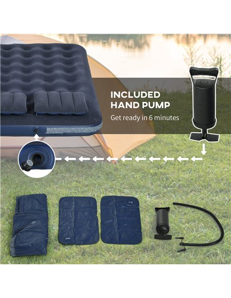 Outsunny Inflatable King Size Air Bed, with Built-In Hand Pump - Blue - pic 130498 | FastDaddyshop
