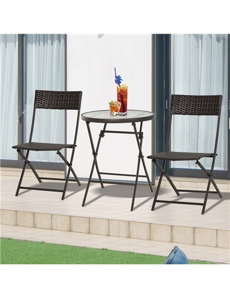 Outsunny 2 Seater Wicker Rattan Bistro Set, Brown - pic 13051 | FastDaddyshop