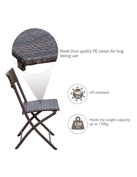 Outsunny 2 Seater Wicker Rattan Bistro Set, Brown - pic 13053 | FastDaddyshop