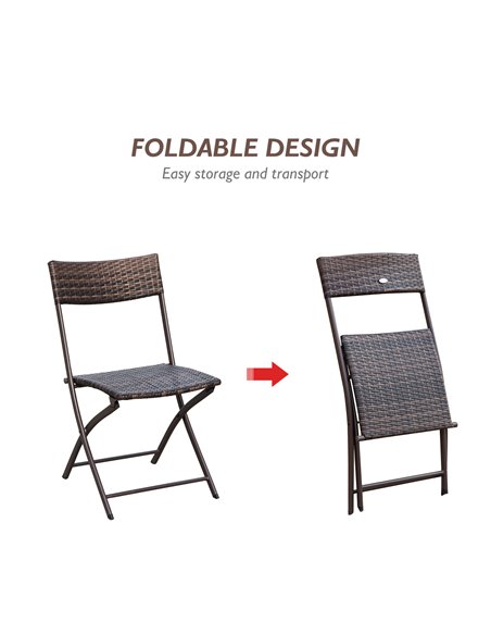 Outsunny 2 Seater Wicker Rattan Bistro Set, Brown - pic 13054 | FastDaddyshop