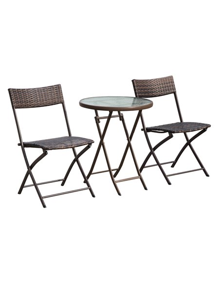 Outsunny 2 Seater Wicker Rattan Bistro Set, Brown - pic 13058 | FastDaddyshop