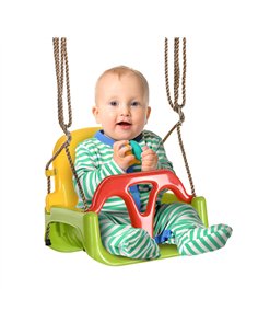 Outsunny 3 in 1 Detachable Kids Swing Seat with Safety Belt, Adjustable Rope for Indoor, Outdoor, Playground, Garden, Green