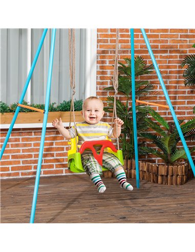Outsunny 3 in 1 Detachable Kids Swing Seat with Safety Belt, Adjustable Rope for Indoor, Outdoor, Playground, Garden, Green