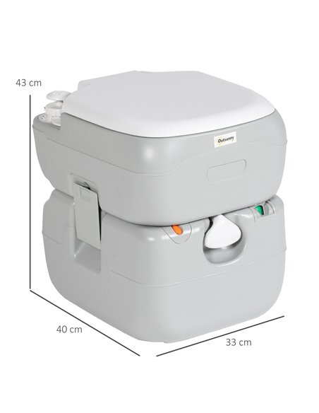 Outsunny Portable Toilet for Adults, 22L Camping Toilet with Seat, Lid and Anti-Leak Handle Pump, Outdoor Travel Toilet with Det - pic 130604 | FastDaddyshop