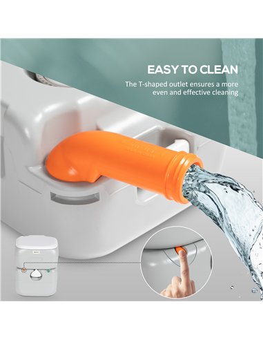 Outsunny Portable Toilet for Adults, 22L Camping Toilet with Seat, Lid and Anti-Leak Handle Pump, Outdoor Travel Toilet with Det