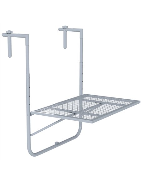 Outsunny Balcony Hanging Table, Metal Wall Mount Desk, Adjustable Folding Balcony Deck Table for Patio and Garden, Grey - pic 130611 | FastDaddyshop