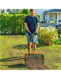 Outsunny Compost Spreader, 24" Peat Moss Spreader with Height Adjustable T Shaped Handle and Metal Mesh Basket, Garden Spreader  2