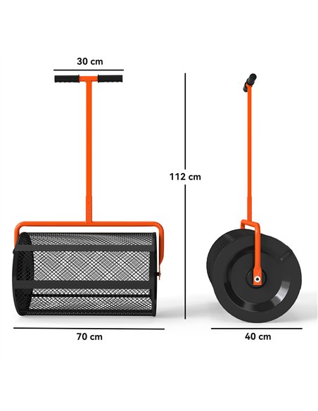 Outsunny Compost Spreader, 24" Peat Moss Spreader with Height Adjustable T Shaped Handle and Metal Mesh Basket, Garden Spreader  - pic 130622 | FastDaddyshop