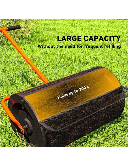 Outsunny Compost Spreader, 24" Peat Moss Spreader with Height Adjustable T Shaped Handle and Metal Mesh Basket, Garden Spreader  - pic 130623 | FastDaddyshop