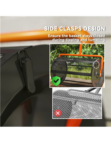 Outsunny Compost Spreader, 24" Peat Moss Spreader with Height Adjustable T Shaped Handle and Metal Mesh Basket, Garden Spreader 