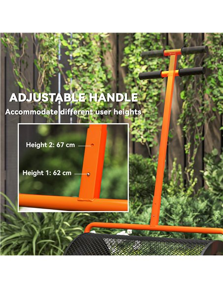 Outsunny Compost Spreader, 24" Peat Moss Spreader with Height Adjustable T Shaped Handle and Metal Mesh Basket, Garden Spreader  - pic 130625 | FastDaddyshop