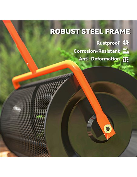 Outsunny Compost Spreader, 24" Peat Moss Spreader with Height Adjustable T Shaped Handle and Metal Mesh Basket, Garden Spreader  - pic 130626 | FastDaddyshop