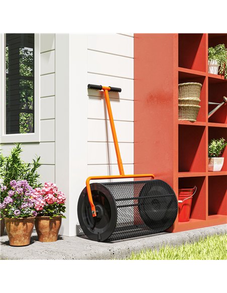 Outsunny Compost Spreader, 24" Peat Moss Spreader with Height Adjustable T Shaped Handle and Metal Mesh Basket, Garden Spreader  - pic 130627 | FastDaddyshop