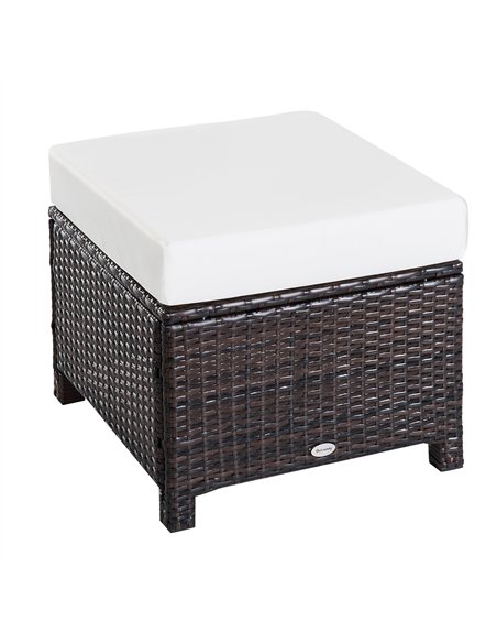Outsunny Rattan Footstool Wicker Ottoman with Padded Seat Cushion Outdoor Patio Furniture for Garden Poolside Living Room, 50 x  - pic 130629 | FastDaddyshop
