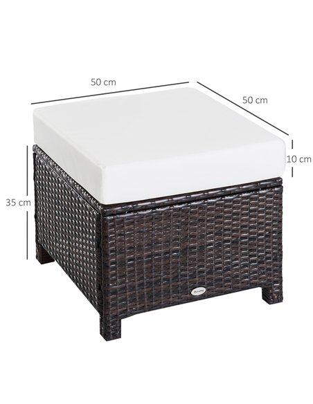 Outsunny Rattan Footstool Wicker Ottoman with Padded Seat Cushion Outdoor Patio Furniture for Garden Poolside Living Room, 50 x  - pic 130631 | FastDaddyshop