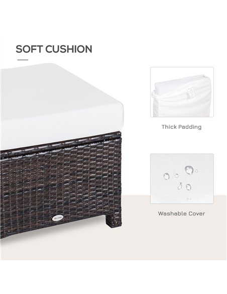 Outsunny Rattan Footstool Wicker Ottoman with Padded Seat Cushion Outdoor Patio Furniture for Garden Poolside Living Room, 50 x  - pic 130634 | FastDaddyshop
