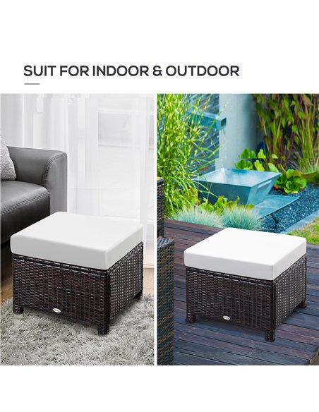 Outsunny Rattan Footstool Wicker Ottoman with Padded Seat Cushion Outdoor Patio Furniture for Garden Poolside Living Room, 50 x  - pic 130635 | FastDaddyshop