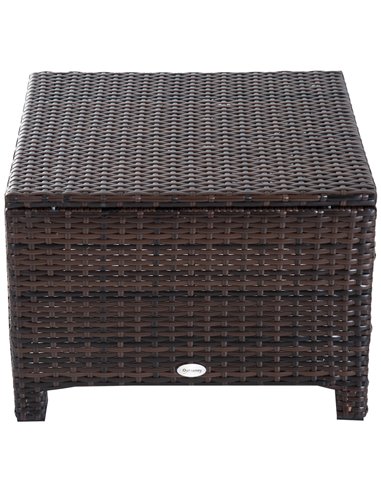 Outsunny Rattan Footstool Wicker Ottoman with Padded Seat Cushion Outdoor Patio Furniture for Garden Poolside Living Room, 50 x 