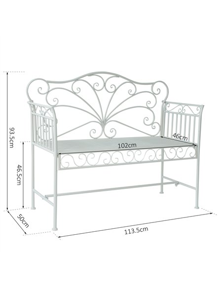 Outsunny Heavy-Duty Garden Bench-White - pic 130640 | FastDaddyshop