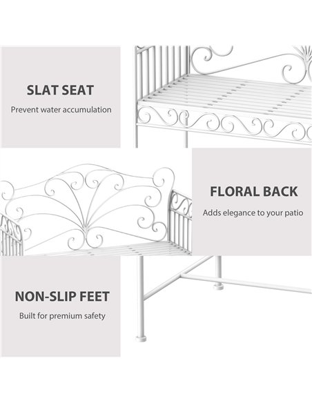 Outsunny Heavy-Duty Garden Bench-White - pic 130642 | FastDaddyshop
