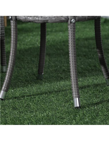 Outsunny Rattan Bistro Set 2 Seater Garden Furniture Patio Weave Companion Chair Table Set Outdoor Conservatory, Light Grey