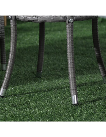 Outsunny Rattan Bistro Set 2 Seater Garden Furniture Patio Weave Companion Chair Table Set Outdoor Conservatory, Light Grey - pic 13065 | FastDaddyshop