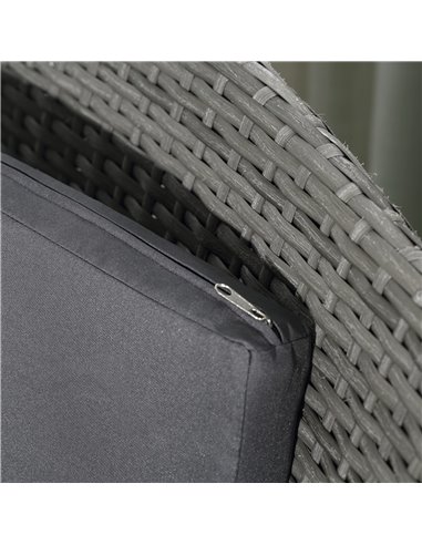 Outsunny Rattan Bistro Set 2 Seater Garden Furniture Patio Weave Companion Chair Table Set Outdoor Conservatory, Light Grey