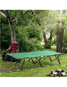 Outsunny Double Camping Cot Bed, with Bag - Green 2