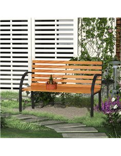 Outsunny Garden Bench, 122Lx60Wx80H cm-Steel/Wood 2