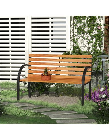 Outsunny Garden Bench, 122Lx60Wx80H cm-Steel/Wood