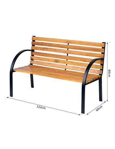 Outsunny Garden Bench, 122Lx60Wx80H cm-Steel/Wood