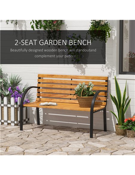 Outsunny Garden Bench, 122Lx60Wx80H cm-Steel/Wood - pic 130677 | FastDaddyshop