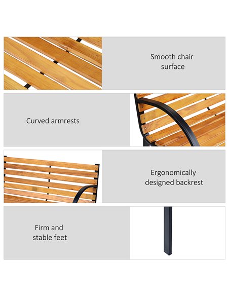 Outsunny Garden Bench, 122Lx60Wx80H cm-Steel/Wood - pic 130678 | FastDaddyshop