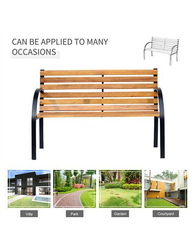 Outsunny Garden Bench, 122Lx60Wx80H cm-Steel/Wood