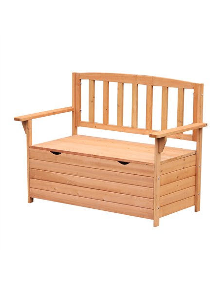 Outsunny Two-Seater Garden Storage Bench - Natural - pic 130683 | FastDaddyshop