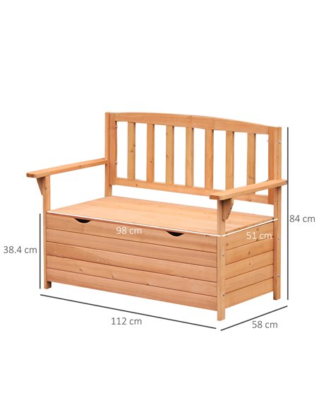 Outsunny Two-Seater Garden Storage Bench - Natural - pic 130685 | FastDaddyshop
