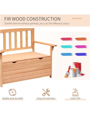 Outsunny Two-Seater Garden Storage Bench - Natural