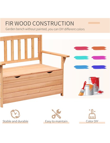 Outsunny Two-Seater Garden Storage Bench - Natural - pic 130687 | FastDaddyshop