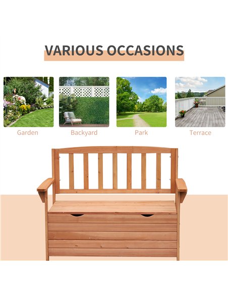 Outsunny Two-Seater Garden Storage Bench - Natural - pic 130688 | FastDaddyshop